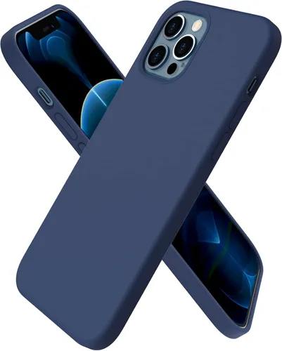 Vista 19 de ORNARTO - Funda para iPhone 12/12 Pro, silicona líquida delgada, color negro 3-Layer Full Covered Soft Gel Rubber, Non-Slip Grip Shockproof