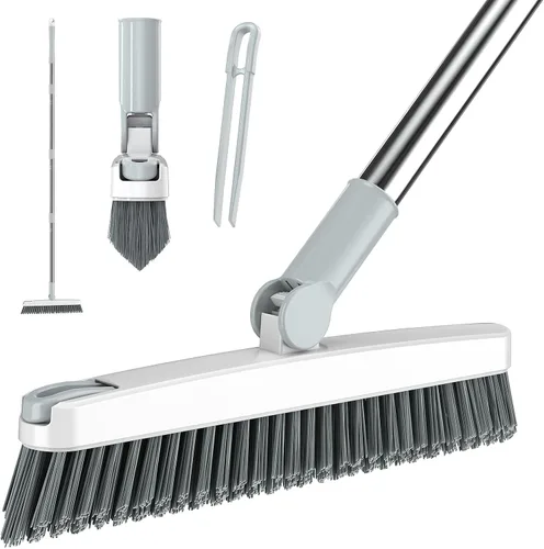 Vista 8 de AIR U+ Cepillo de lechada con mango largo cepillo de limpieza giratorio de 180° con pinzas para sujetar el cabello en forma de V cepillo de lechada