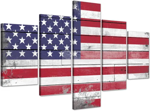 Vista 25 de Cuadros decorativos para pared de sala de estar, impresión en lienzo, retro, vintage, bandera estadounidense estadounidense y pintura moderna