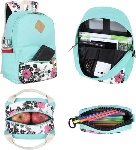 Vista 5 de Bluboon - Mochilas de lona 3 en 1 para niñas y adolescentes, juego de mochilas