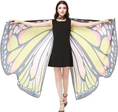 Vista 2 de Butterfly Wings for Women Adult Large Fairy Cape Halloween Dancing Festival Costume