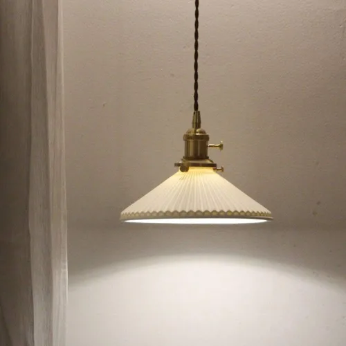 Vista 4 de E26 Moderna lámpara colgante creativa minimalista, lámpara de cerámica blanca, lámpara colgante de comedor, luz colgante de barra de noche