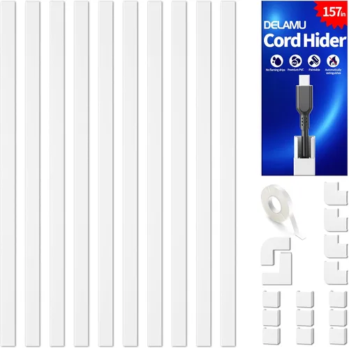 Vista 16 de Delamu Cubiertas de Cable de 157 pulgadas para Cables en la Pared, Ocultador de Cable para 1 Cable, Ocultador de Cable Pintable, Cubiertas