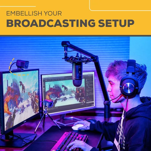 Vista 7 de Streamcam - Soporte de trípode compatible con Logitech Funda de cámara web y soporte para cámara web Accesorio para cámara web para PC
