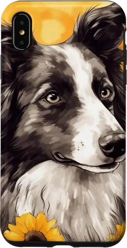 Vista 11 de iPhone 16 Border Collie Dog Watercolor Sunflower Border Collie Case