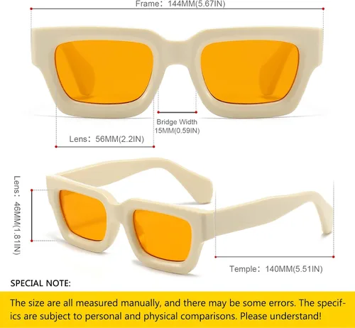 Vista 4 de SHEEN KELLY Gafas de sol cuadradas gruesas y retro, para mujeres y hombres, estilo vintage, rectangulares, oscuras, gafas de los años 90