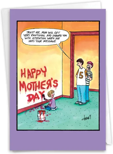 Vista 14 de NobleWorks - Divertida tarjeta del Día de la Madre con sobre, saludo de dibujos animados, regalo de papelería para mamá, familia aerografiada