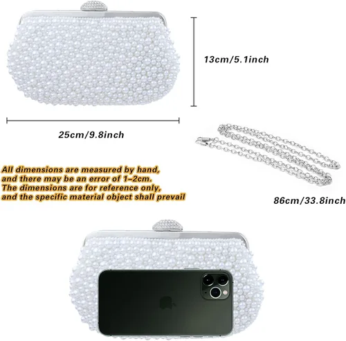 Vista 5 de TOPFIVE - Bolso de mano con cuentas de perlas para mujer para boda fiesta cóctel fiesta