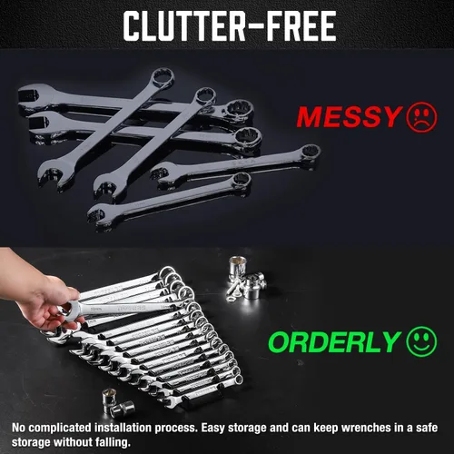 Vista 6 de ALOANES Organizador de llaves de plástico ABS de 64 ranuras, organizador de llaves colgantes estándar para caja de herramientas y pared, compatible