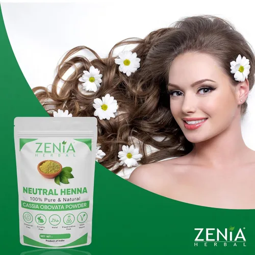 Vista 8 de Zenia 100% Pure Neutral Henna Powder (Cassia Obovata) 100g Colorless Henna for Hair Natural Hair Conditioner for Silky, Soft & Shiny Hair