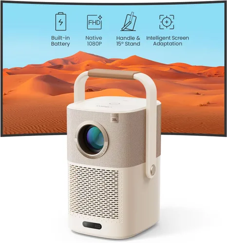 Vista 2 de [Sonido de JBL y batería integrada] Proyector para exteriores Yaber T2 con WiFi 6 y Bluetooth, proyector portátil de película inteligente Native