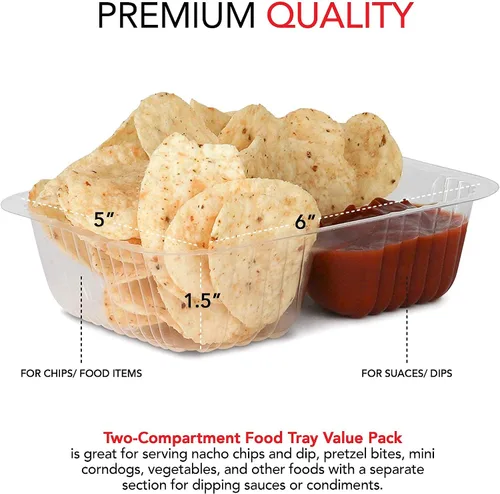 Vista 3 de Bandejas de plástico para nachos de 12 onzas (paquete de 50) bandeja desechable pequeña para nachos y salsa de queso, suministros de soporte