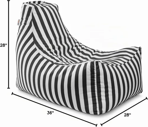 Vista 2 de Jaxx Juniper - Puf para exteriores, silla de patio y sala junto a la piscina, rayas blancas y negras Rayas Negro y Blanco