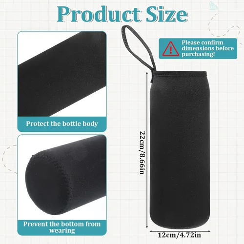 Vista 2 de 2 fundas para botella de agua, bolsa de transporte para botella de agua, 33.8 onzas, portátil, gruesa, aislada, funda protectora de neopreno