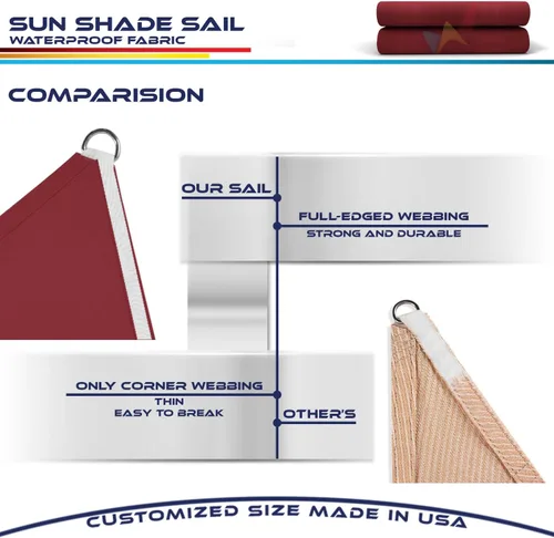 Vista 5 de Windscreen4less - Toldo de terileno impermeable con bloqueador UV, rectangular, 9.17 oz/m², Rojo (Rust Red)