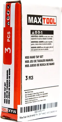 Vista 3 de MaxTool 1/2-20 Juego de grifos de rosca manual que incluye cónico+enchufe+parte inferior HSS M2 Juego de 20 TPI TOTALMENTE TIERRA DERECHA