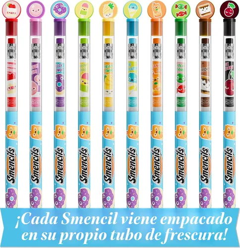 Vista 5 de Smencils - Lápices patentados de grafito perfumado gourmet HB #2 hechos de periódicos reciclados, 10 unidades, regalos para niños, suministros