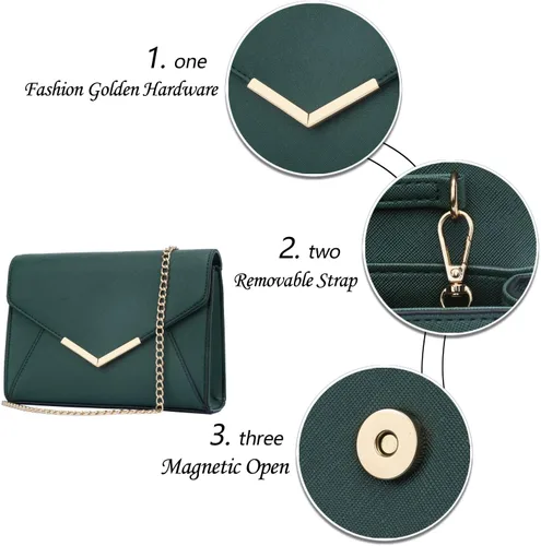 Vista 3 de KKXIU Elegante bolso de mano de piel sintética para mujer, bolso de mano plegable para fiesta, boda, baile de graduación