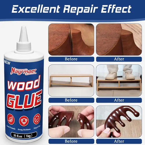 Vista 2 de Pegamento para madera transparente, pegamento de madera de 35 onzas para muebles resistente, pegamento profesional de reparación de muebles