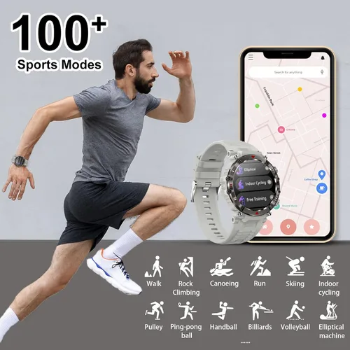 Vista 3 de LogHog Relojes inteligentes militares para hombres y mujeres, monitor de frecuencia cardíaca, resistente al agua, 2023, resistente al agua, presión