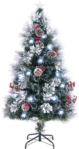 Vista 11 de Goplus Árbol de Navidad artificial de fibra óptica preiluminado de 3 pies, con luces LED multicolor y copos de nieve (3 pies)