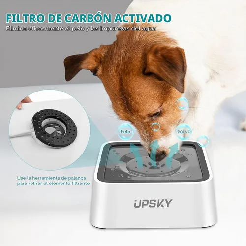 Vista 5 de UPSKY - Cuenco de agua antiderrames de 70 onzas para perros, alimentador