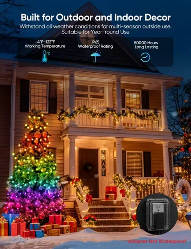 Vista 5 de APPECK RGBW - Guirnalda de luces navideñas de 66 pies, 200 luces, control de aplicación