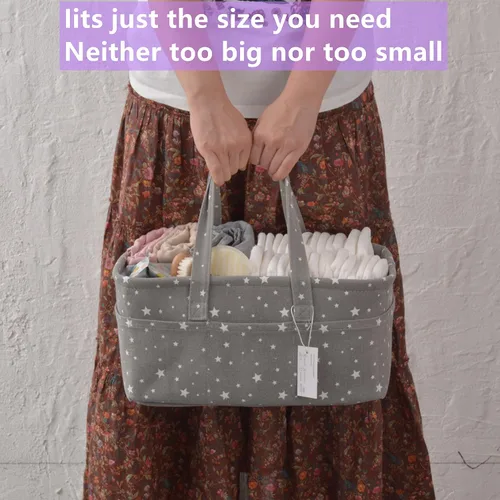 Vista 4 de Organizador de pañales para bebé Cesta de almacenamiento para regalos de baby shower para niña o niño Portátil Grande Porta pañales para cambiador