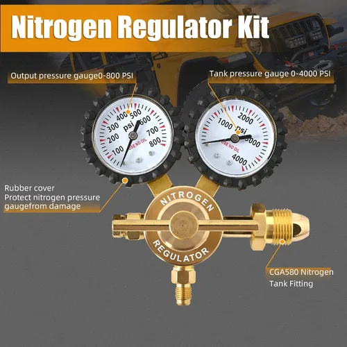 Vista 8 de Kit de llenado de choque de nitrógeno con portabrocas Schrader sin pérdida de calibre de nitrógeno de 700 psi, compatible con golpes con una válvula