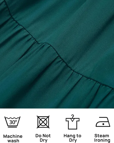 Vista 6 de ZESICA Mini vestido corto de verano bohemio 2026 con cuello cuadrado, manga abombada, hombros descubiertos, fruncido, escalonado, casual