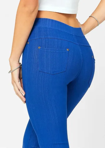 Vista 5 de Leggings de mezclilla de cintura alta, suaves y elásticos para mujer, hechos de una mezcla elástica de algodón