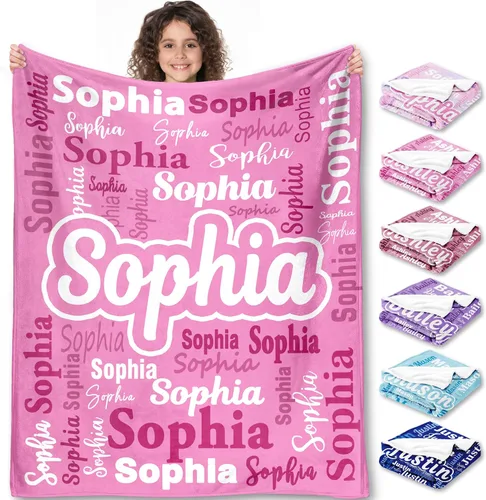 Vista 13 de Yofair Se envía al día siguiente, manta personalizada regalos para niñas adolescentes, manta personalizada con nombre, manta de franela para niñas