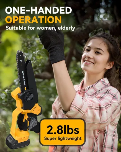 Vista 8 de Mini motosierra inalámbrica para batería Dewalt de 20 V máximo, 8 pulgadas y 6 pulgadas, motosierra 2 en 1 con motor sin escobillas y engrasador