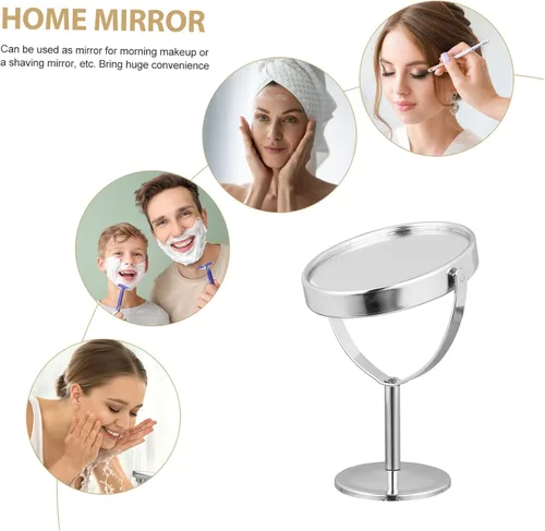 Vista 6 de Espejo de maquillaje de doble cara, luces de aumento, pequeño espejo de escritorio para tocador de mesa y baño