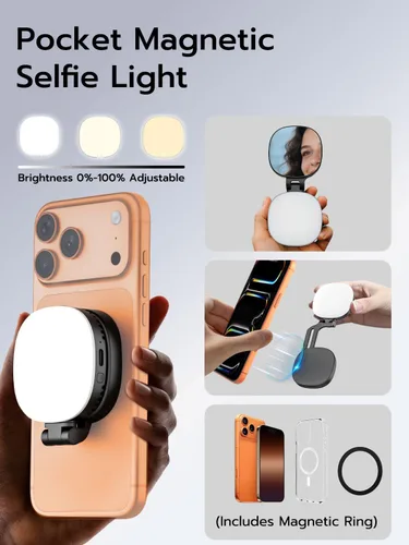 Vista 3 de USKEYVISION Trípode magnético de 69" para iPhone con luz magnética