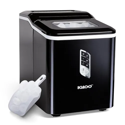 Vista 11 de Igloo Máquina de hielo de encimera autolimpiante, compacta y portátil, crea 26 libras por día, 8 piezas listas cada 7-8 minutos, incluye pala