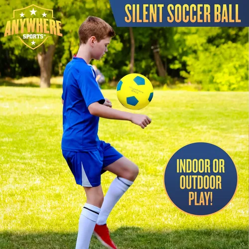 Vista 5 de Anywhere Ball, pelota de fútbol silenciosa, tamaño 8 pulgadas, espuma sin aire para entrenamiento en interiores, patadas y rebote realista, práctica