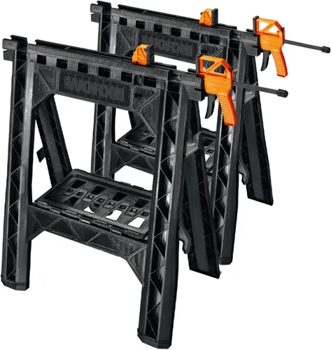 Vista 10 de Worx WX065.3 Caballetes de sujeción con abrazaderas de barra y regla triangular de metal de 7 pulgadas