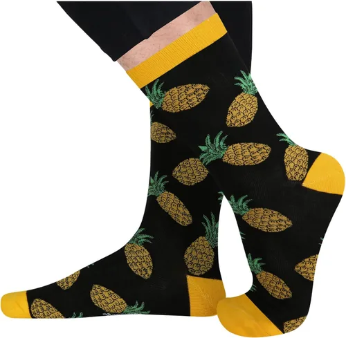 Vista 3 de Zmart Calcetines de piña FIV para hombre calcetines de guitarra Taco regalos divertidos de piña FIV calcetines divertidos paquete de 2 Multi M