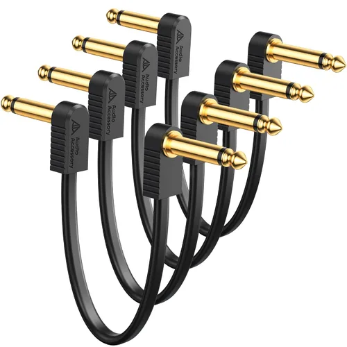Vista 12 de Cables de conexión de guitarra, cables de pedal de guitarra planos chapados en oro, reforzados con Kevlar, cable blindado de doble capa sin ruido