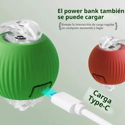 Vista 5 de Paquete de 3 juguetes automáticos para gatos, juguete interactivo de 360° para gatos de interior (rojo, gris, verde)