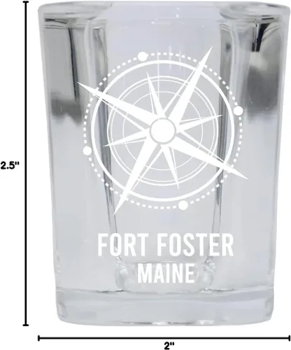 Vista 3 de Fort Foster Maine Beach Souvenir - Vaso de chupito de base cuadrada de 2 onzas, individual