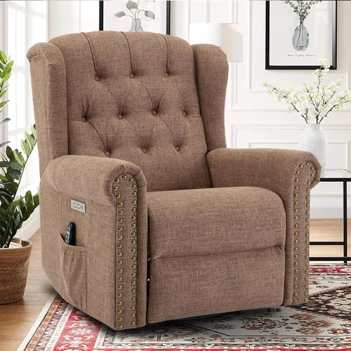 Vista 10 de Silla reclinable mecedora giratoria eléctrica con masaje y calor, mecedora eléctrica para cuarto de bebé, para sala de estar, silla reclinable Gris