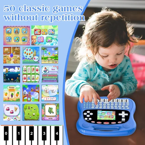 Vista 7 de Tableta de aprendizaje para niños, pantalla a color HD de 3.0 pulgadas, alfabeto, palabras, matemáticas, juegos, música, preescolar, electrónica