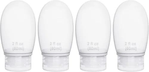 Vista 9 de Botellas de viaje de silicona para artículos de tocador, aprobados por la TSA, juego de 4 recipientes portátiles a prueba de fugas, botellas