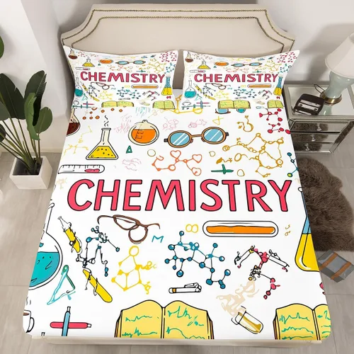 Vista 10 de Juego de ropa de cama ajustable con fórmula informática para niños y niños, diseño de geometría de acuarela, números, fórmula matemática, juego