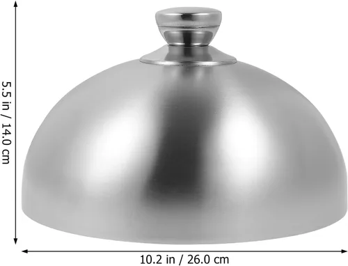 Vista 4 de Hemoton Cubierta de acero inoxidable de 10 pulgadas para alimentos, tapa de cúpula con asa para filete Teppanyaki antisalpicaduras de aceite, tapa