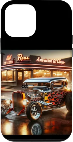 Vista 16 de Classic Hot Rod Retro Vintage Custom Hotrod Car Illustration Case for iPhone 17