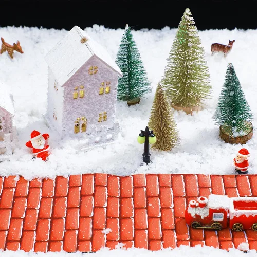 Vista 5 de Accesorios de pueblo navideño, tapete de nieve para carreteras y calles, tapete de nieve de adoquines de Navidad para paisaje de pueblo navideño