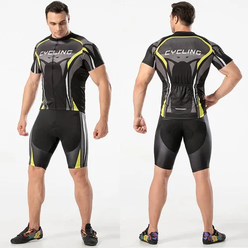 Vista 4 de Men's Cycling Jersey Set Road Bike Shirts Bib Shorts Breathable Cycling Clothing Kit with 20D Gel Padded